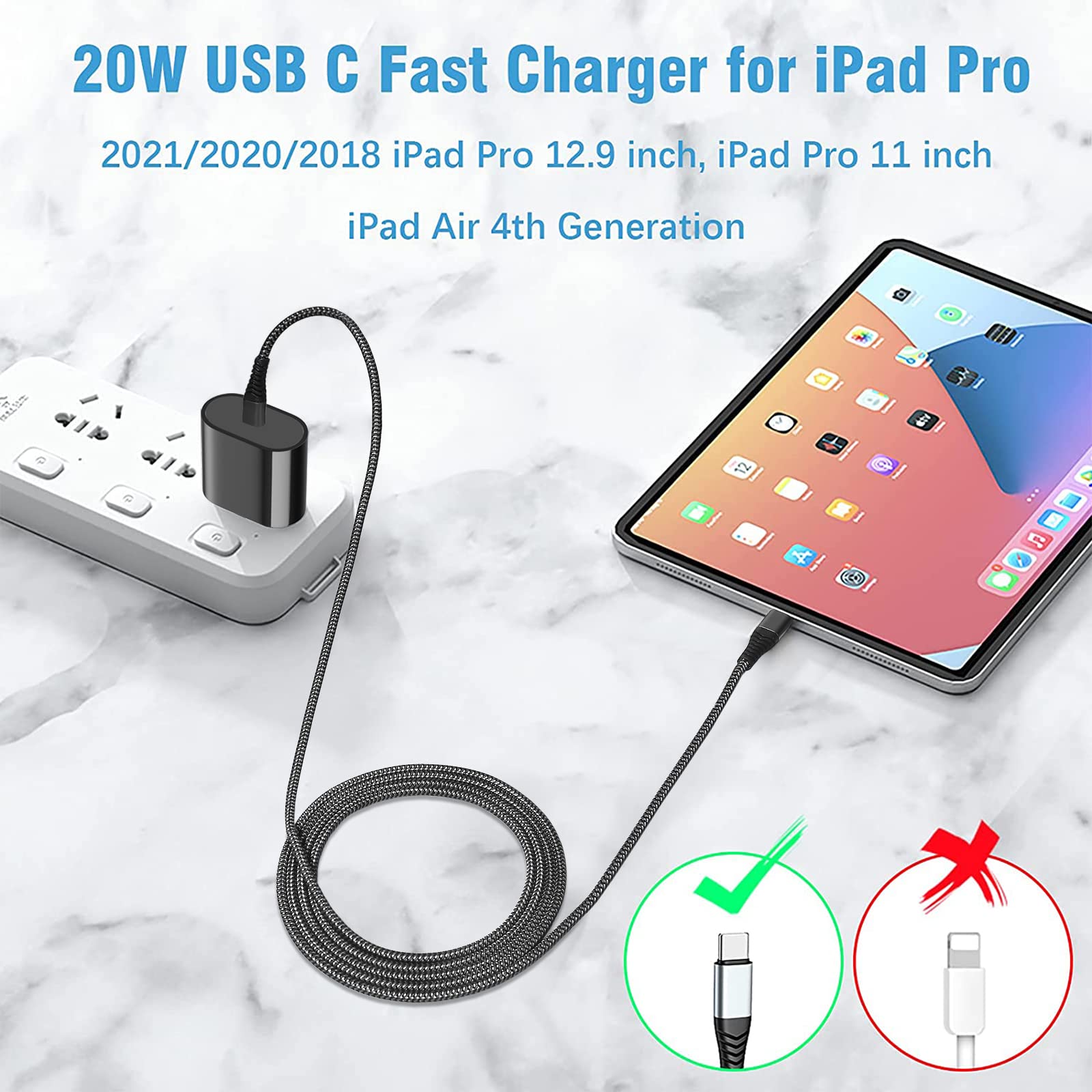 Amazon.com: 20W USB C Fast Charger for iPad Pro 13/12.9/11 inch